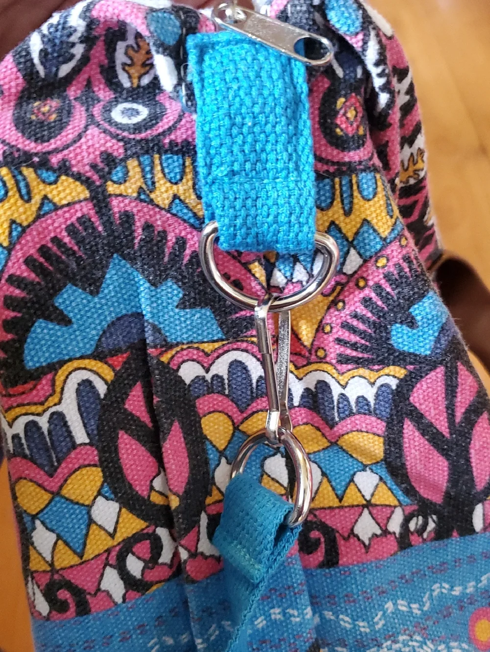 Blue Patterned Boho Shoulder Bag - Unbranded